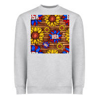 Heather Grey usa sunflower seamless pattern Heavyweight Sweatshirt - BundleAndBundleShop