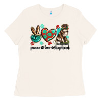 Bone peace love australian shepherd Ladies Tee - texasbilliewilder