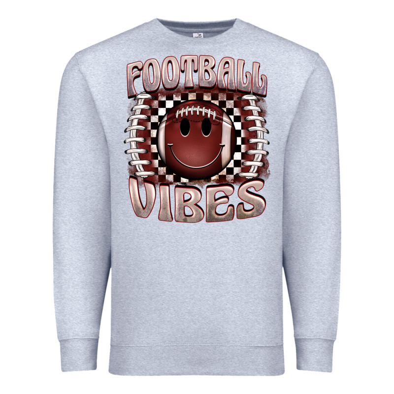 Football Vibes Smiley Face Premium Sweatshirt by BarkalooDesign | Teevron