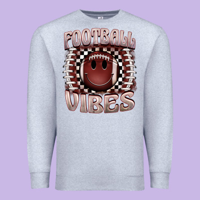 Football Vibes Smiley Face Premium Sweatshirt Designed By Barkaloodesign