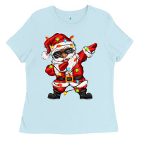 Baby Blue afro dabbing santa Ladies Tee - Zillion Design Studio