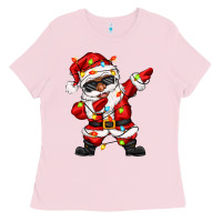 Bubblegum Pink afro dabbing santa Ladies Tee - Zillion Design Studio