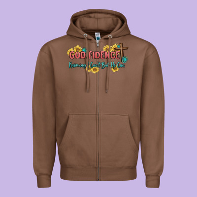 God Fidence Zipper Hoodie Designed By Maliassmallbusiness
