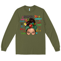 Army Green Teacher messy bun caucasian Long Sleeve Tee - NancyCooperArtShop