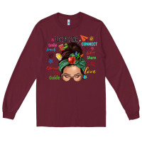 Burgundy Teacher messy bun caucasian Long Sleeve Tee - NancyCooperArtShop