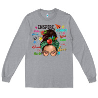 Heather Grey Teacher messy bun caucasian Long Sleeve Tee - NancyCooperArtShop