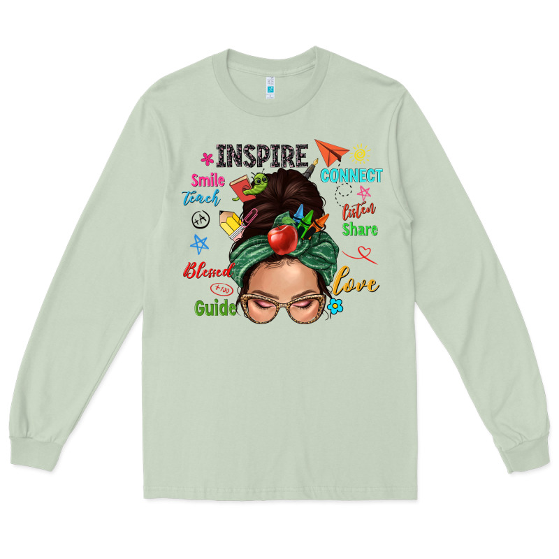 Teacher Messy Bun Caucasian Long Sleeve Tee by NancyCooperArtShop | Teevron