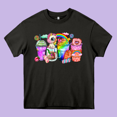 Unicorn Coffee Cups Heavy Core Tee Designed By Zillion Design Studio
