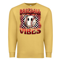 Antique Gold baseball vibes smiley face Premium Sweatshirt - BarkalooDesign