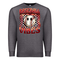 Charcoal Heather baseball vibes smiley face Premium Sweatshirt - BarkalooDesign