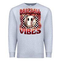 Heather Grey baseball vibes smiley face Premium Sweatshirt - BarkalooDesign