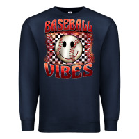 Navy baseball vibes smiley face Premium Sweatshirt - BarkalooDesign