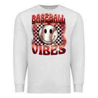 Oatmeal Heather baseball vibes smiley face Premium Sweatshirt - BarkalooDesign