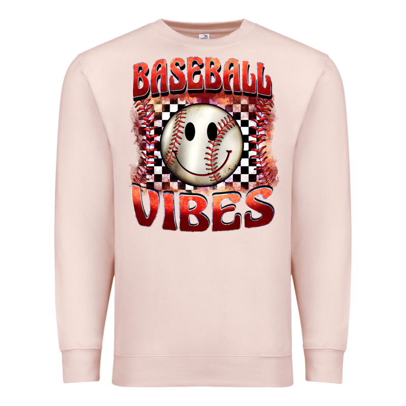 Baseball Vibes Smiley Face Premium Sweatshirt by BarkalooDesign | Teevron