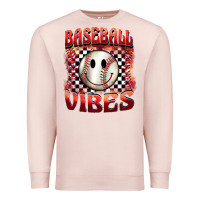 Pale Pink baseball vibes smiley face Premium Sweatshirt - BarkalooDesign