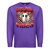 Purple baseball vibes smiley face Premium Sweatshirt - BarkalooDesign