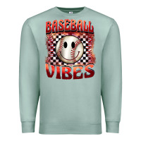Seafoam baseball vibes smiley face Premium Sweatshirt - BarkalooDesign