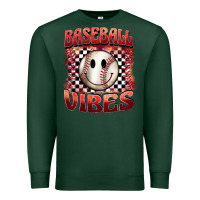 Sports Green baseball vibes smiley face Premium Sweatshirt - BarkalooDesign