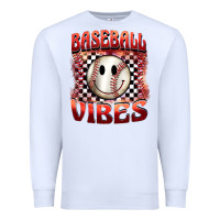 White baseball vibes smiley face Premium Sweatshirt - BarkalooDesign