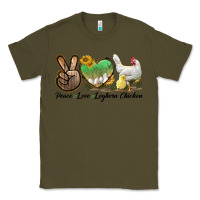 Army Green Peace Love Leghorn Chicken Classic Tee - LillyAllenDesigns
