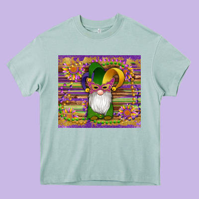 Mardi Gras Gnomes Mask Serape Sunflowers Heavy Core Tee Designed By Artiststas