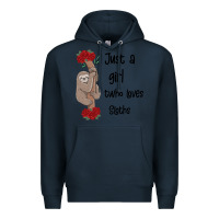 Navy just a girl who loves sloths Premium Hoodie - Bettercallsaul