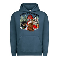Pigment Midnight Navy hanging with my gnomies Urban Hoodie - CowGirlArtShop