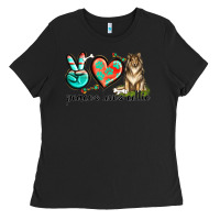 Black peace love collie Ladies Tee - texasbilliewilder