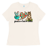 Bone peace love collie Ladies Tee - texasbilliewilder