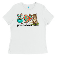White peace love collie Ladies Tee - texasbilliewilder