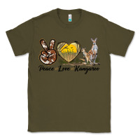 Army Green Peace Love Kangaroo Classic Tee - LillyAllenDesigns