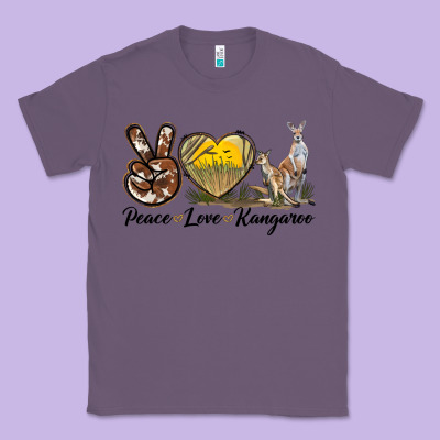Peace Love Kangaroo Classic Tee Designed By Lillyallendesigns