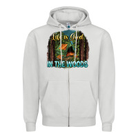 Dove Grey life is good in the woods Zipper Hoodie - NancyCooperArtShop