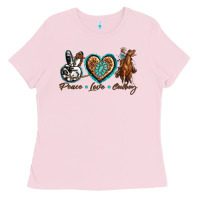 Bubblegum Pink peace love cowboy Ladies Tee - texasbilliewilder