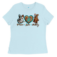 Baby Blue peace love cowboy Ladies Tee - texasbilliewilder