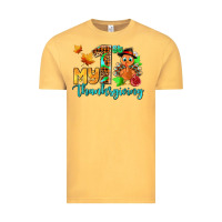 Vintage Mustard my first thanksgiving with turkey Vintage Tee - AdoDesignShop