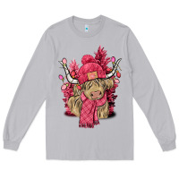 Moon Dust Pink winter long haired Cow Long Sleeve Tee - NancyCooperArtShop