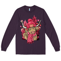 Plum Pink winter long haired Cow Long Sleeve Tee - NancyCooperArtShop