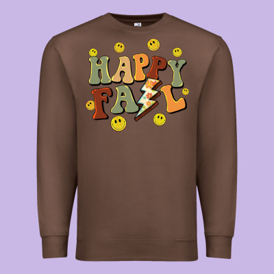 Happy Fall Smiley Face Premium Sweatshirt Designed By Barkaloodesign