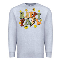 Heather Grey happy fall smiley face Premium Sweatshirt - BarkalooDesign