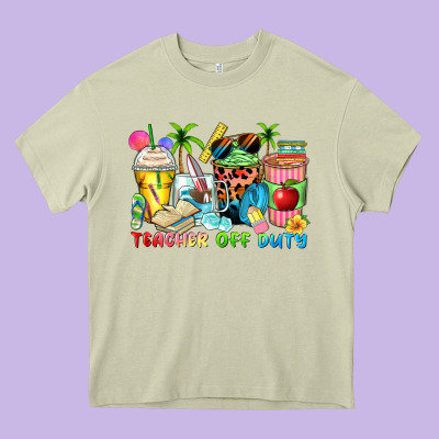 Teacher Off Duty Coffee Cups Heavy Core Tee Designed By Zillion Design Studio