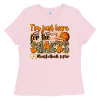 Bubblegum Pink im just here for the snacks basketball sister Ladies Tee - Zillion Design Studio
