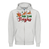 Dove Grey our team sleigh Zipper Hoodie - MaliasSmallBusiness