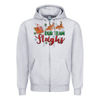 Heather Grey our team sleigh Zipper Hoodie - MaliasSmallBusiness