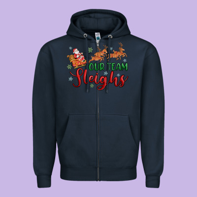 Our Team Sleigh Zipper Hoodie Designed By Maliassmallbusiness