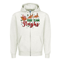 Oatmeal Heather our team sleigh Zipper Hoodie - MaliasSmallBusiness