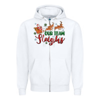 White our team sleigh Zipper Hoodie - MaliasSmallBusiness