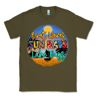 Army Green boat waves sun rays lake days Classic Tee - NancyCooperArtShop