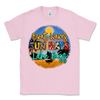 Bubblegum Pink boat waves sun rays lake days Classic Tee - NancyCooperArtShop