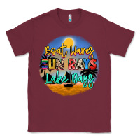 Burgundy boat waves sun rays lake days Classic Tee - NancyCooperArtShop